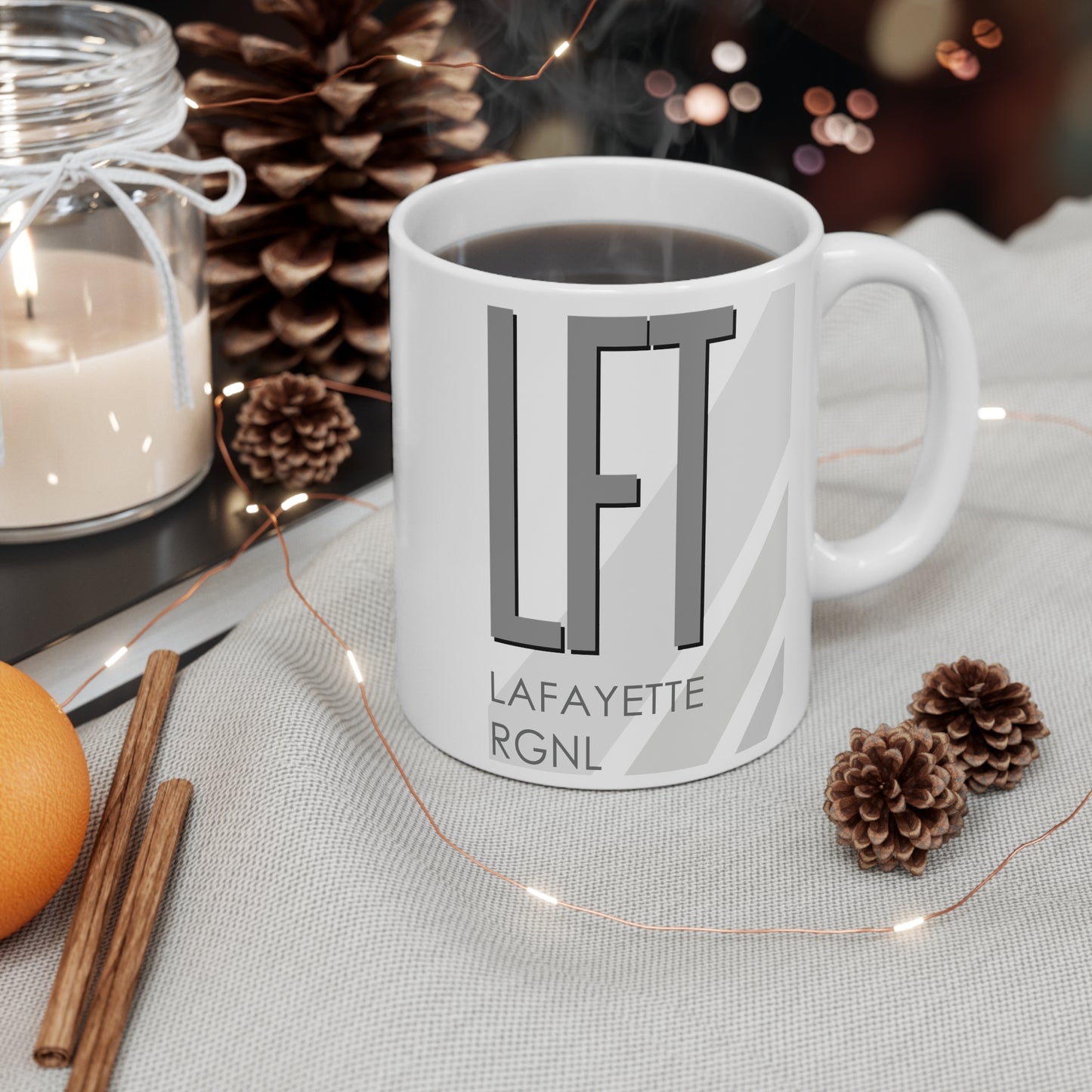Lafayette Rgnl Paul Fournet Fld, LFT. 11oz Airport Mug (Gray)