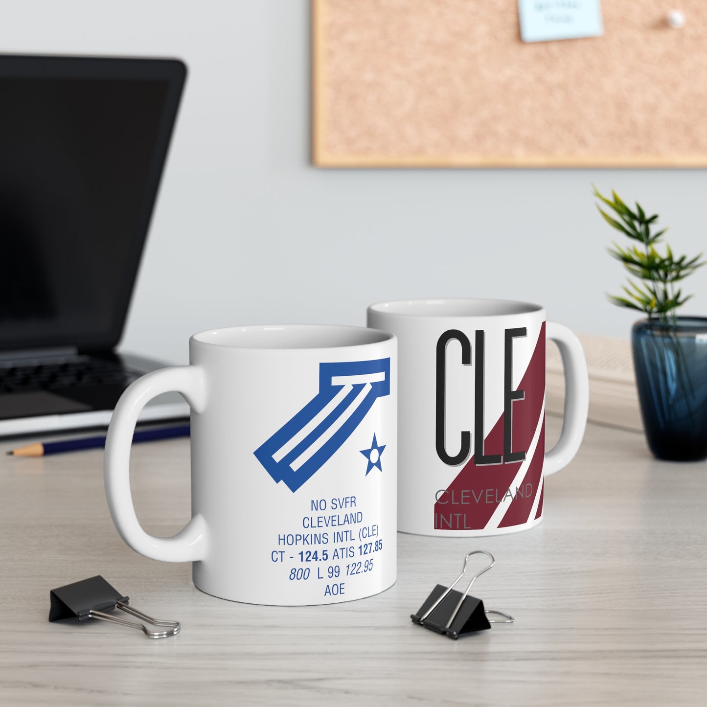 Cleveland-Hopkins Intl, CLE. 11oz Airport Mug (Magenta)