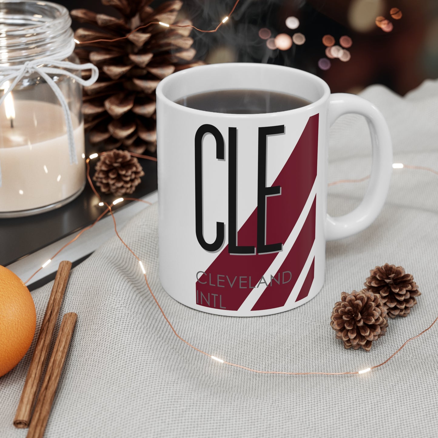 Cleveland-Hopkins Intl, CLE. 11oz Airport Mug (Magenta)