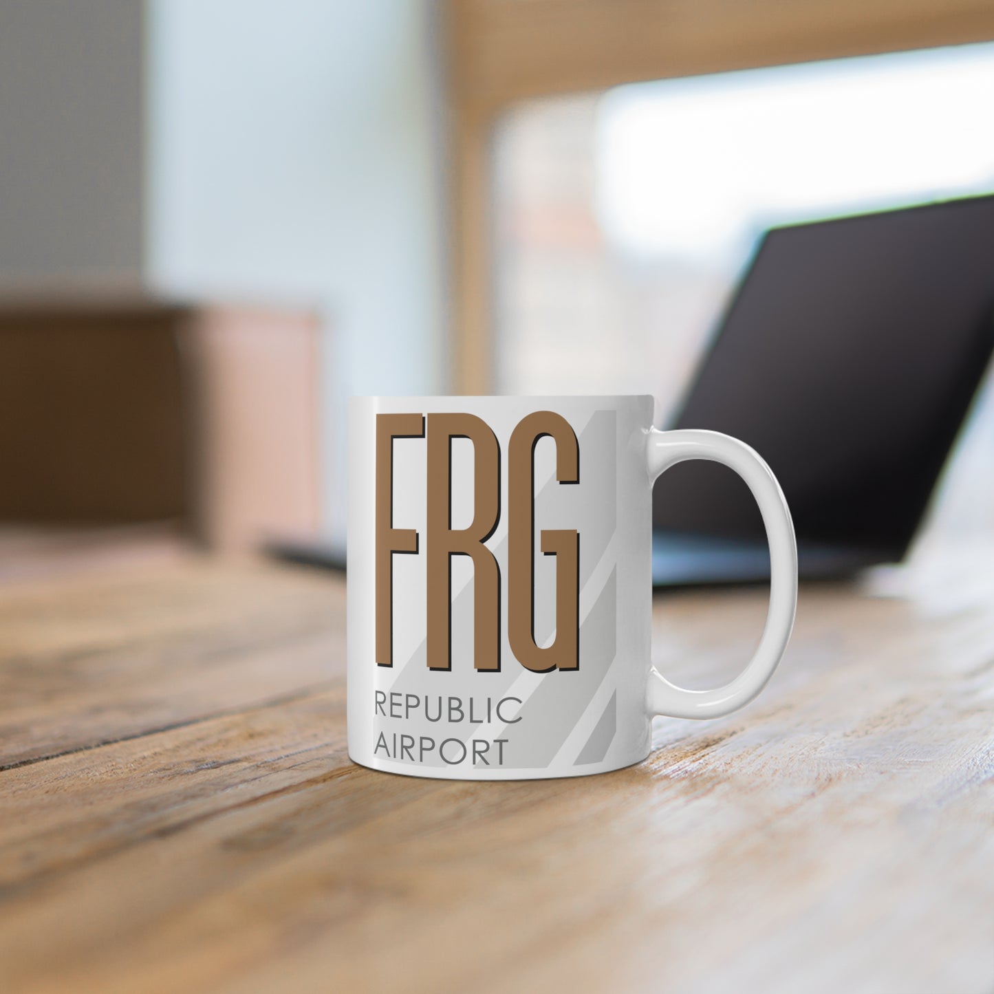 Republic Airport, FRG. 11oz Airport Mug (Brown FRG)