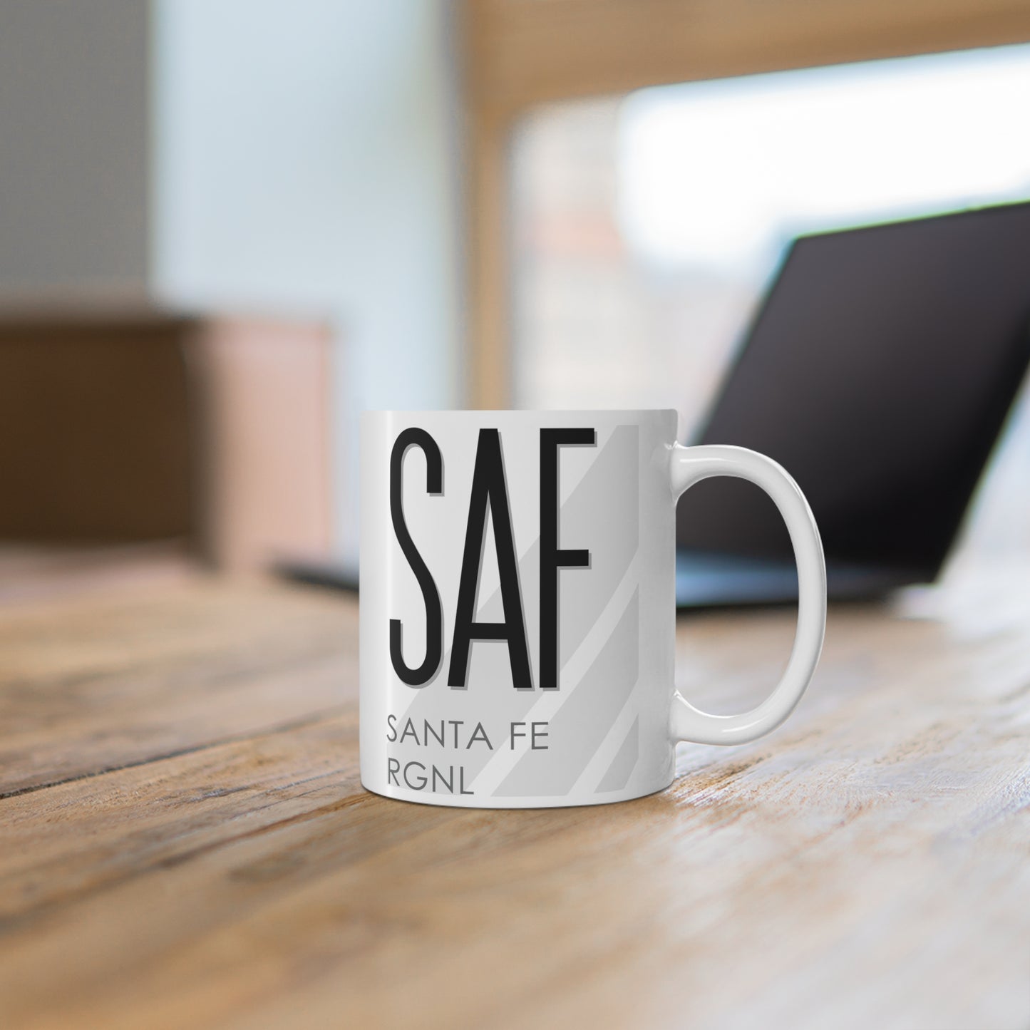 Santa Fe Rgnl, SAF. 11oz Airport Mug (Gray Stripes)