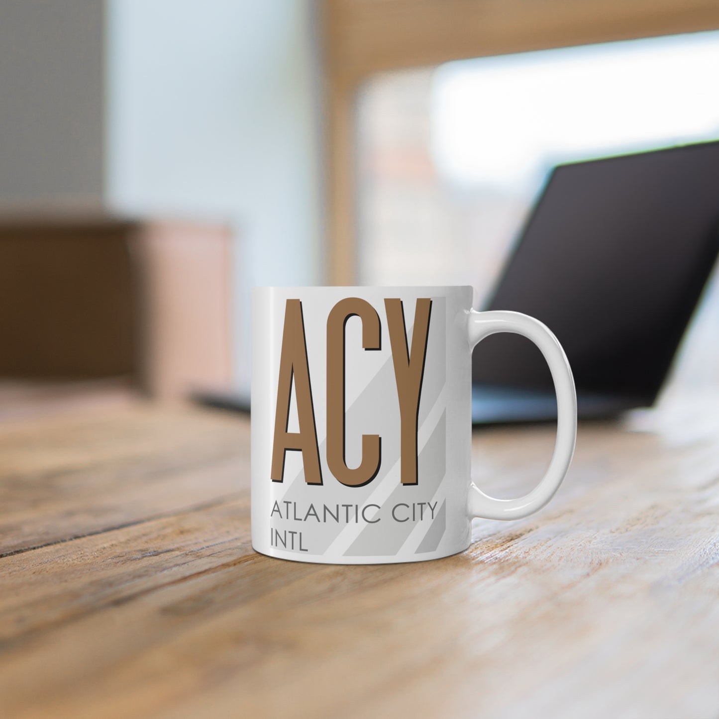 Atlantic City Intl, ACY. 11oz Airport Mug (Brown)