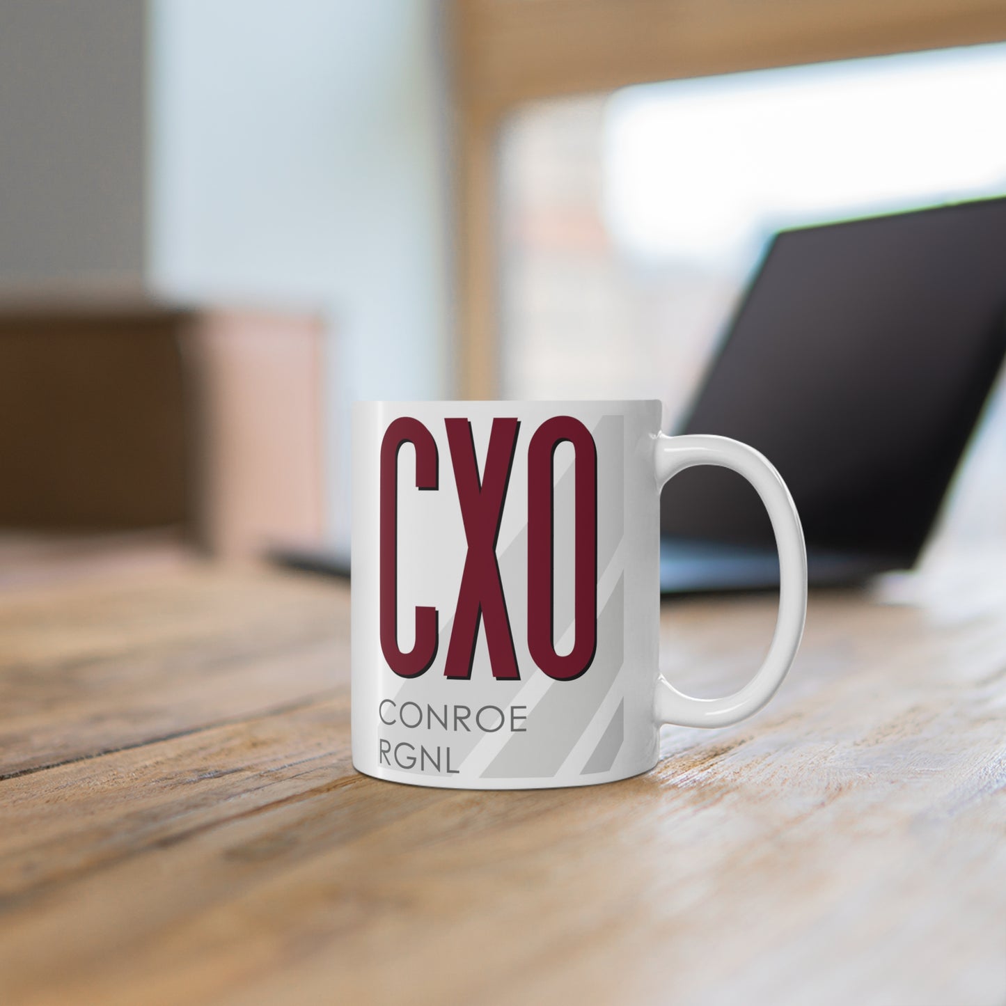 Conroe North Houston Rgnl, CXO. 11oz Airport Mug (Magenta CXO)