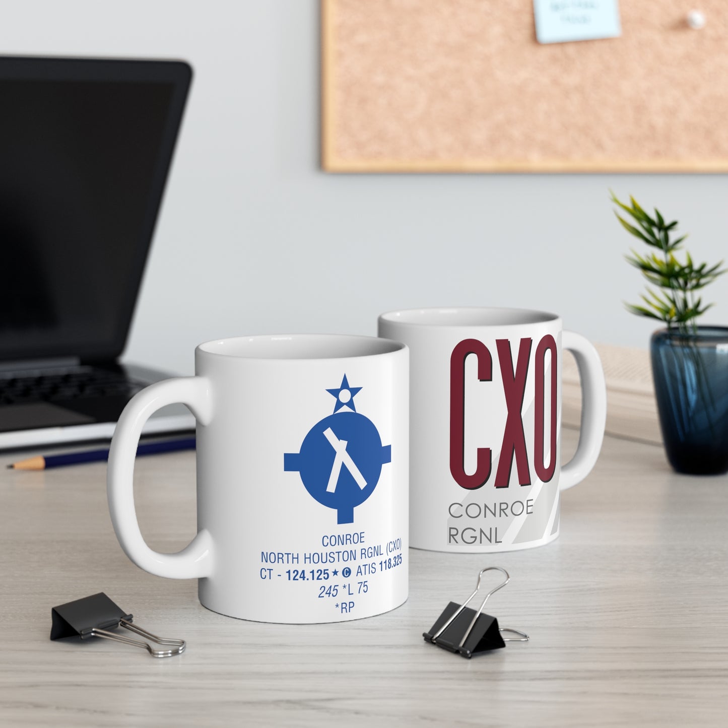 Conroe North Houston Rgnl, CXO. 11oz Airport Mug (Magenta CXO)