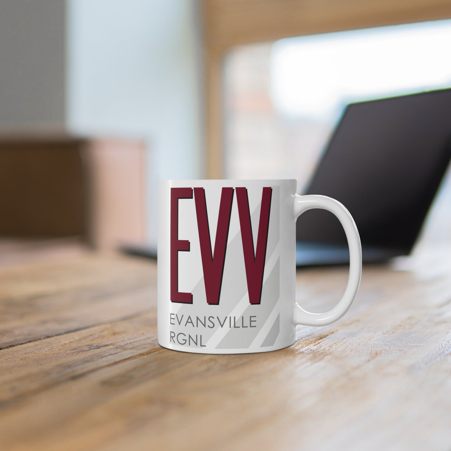 Evansville Rgnl, EVV. 11oz Airport Mug (Magenta)