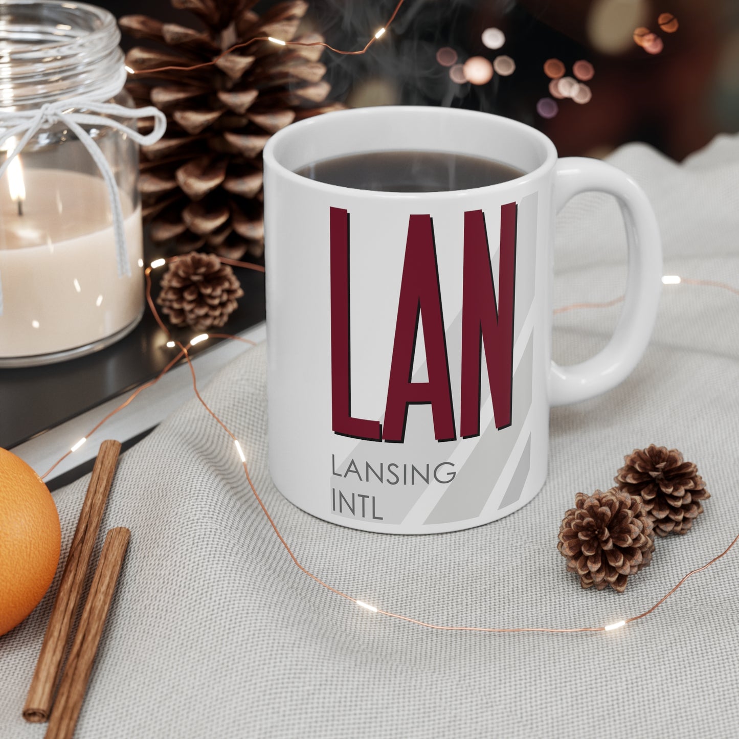 Lansing Capital Region Intl, LAN. 11oz Airport Mug (Magenta)