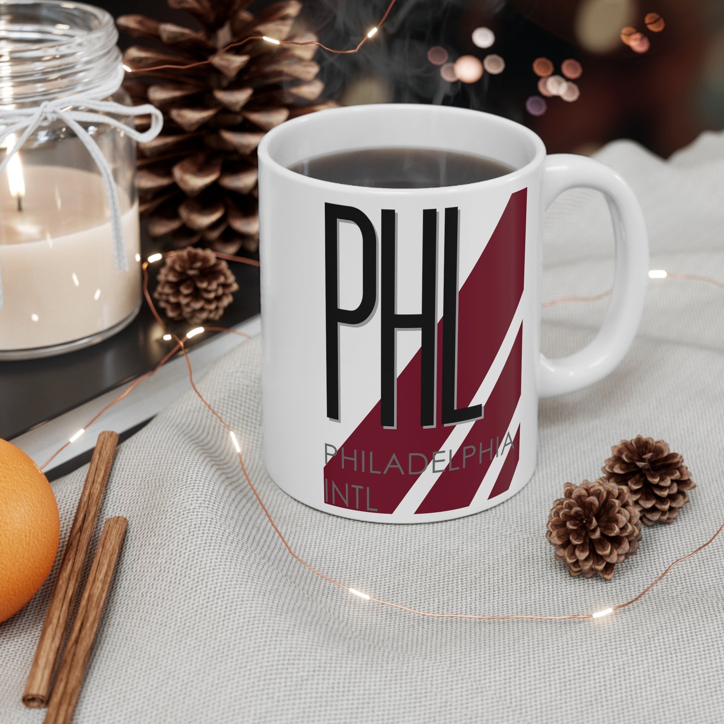 Philadelphia Intl, PHL. 11oz Airport Mug (Magenta)