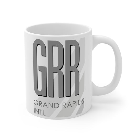 Grand Rapids Gerald R. Ford Intl, GRR. 11oz Airport Mug (Gray)