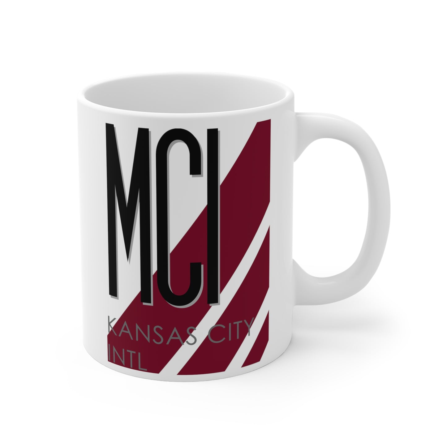 Kansas City Intl, MCI. 11oz Airport Mug (Magenta)