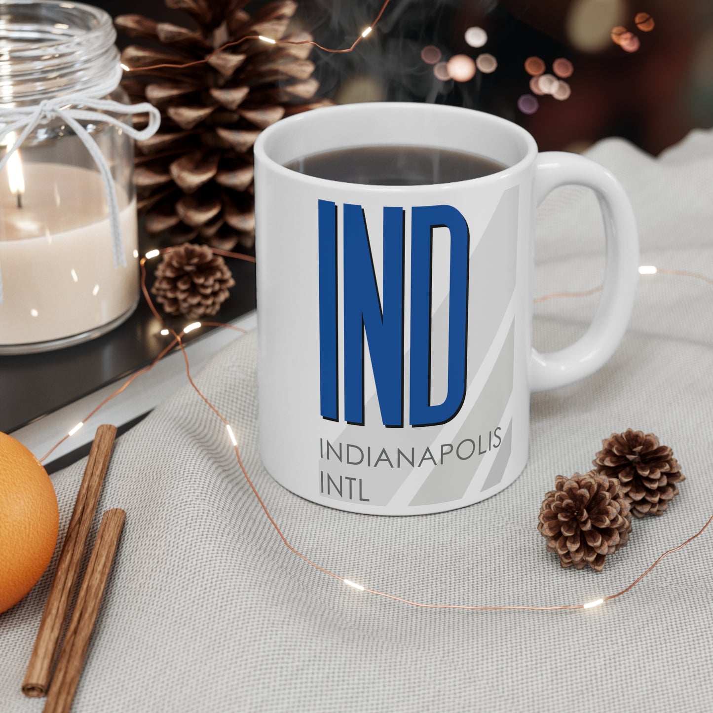 Indianapolis Intl, IND. 11oz Airport Mug (Blue)