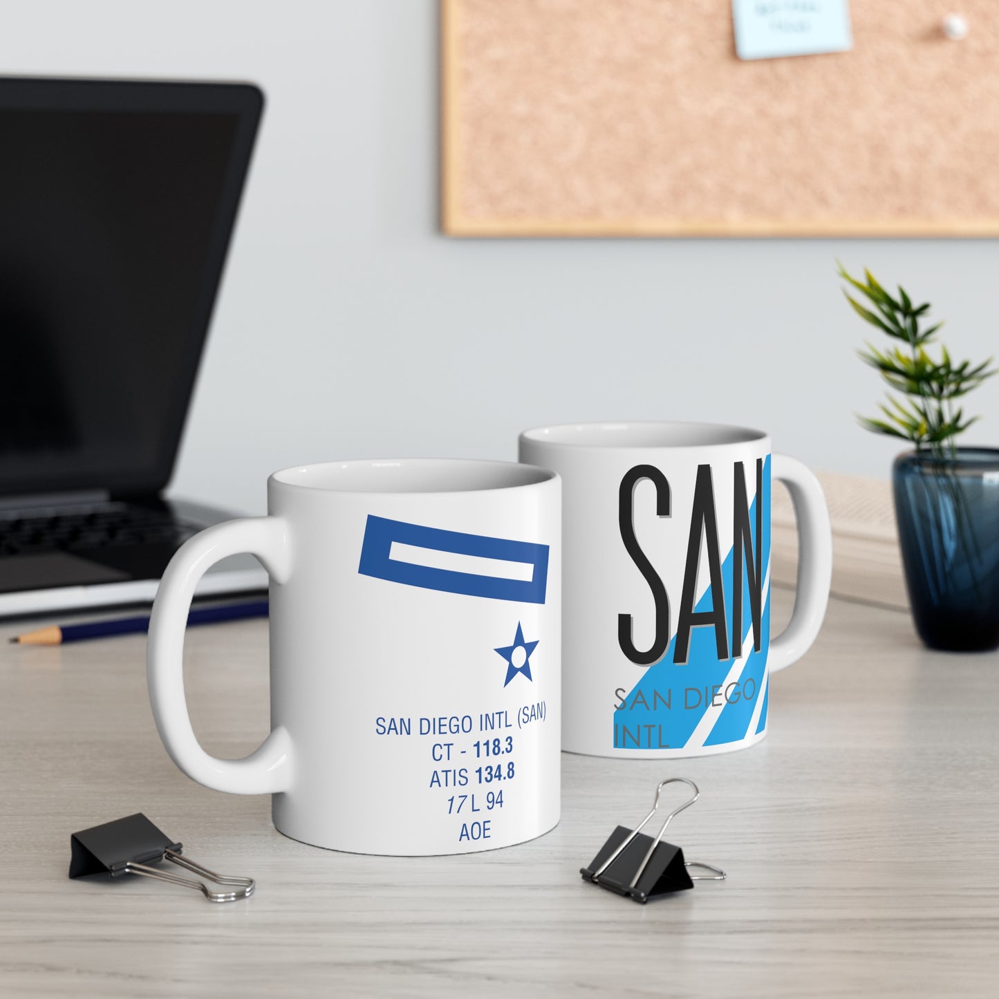 San Diego Intl, SAN. 11oz Airport Mug (Blue)