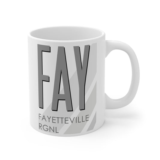 Fayetteville Rgnl, FAY. 11oz Airport Mug (Gray)