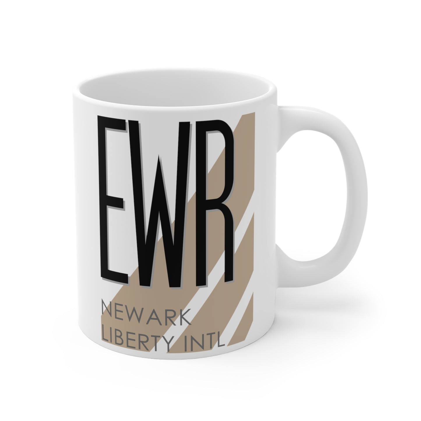 Newark Liberty Intl, EWR. 11oz Airport Mug (Cool Brown)