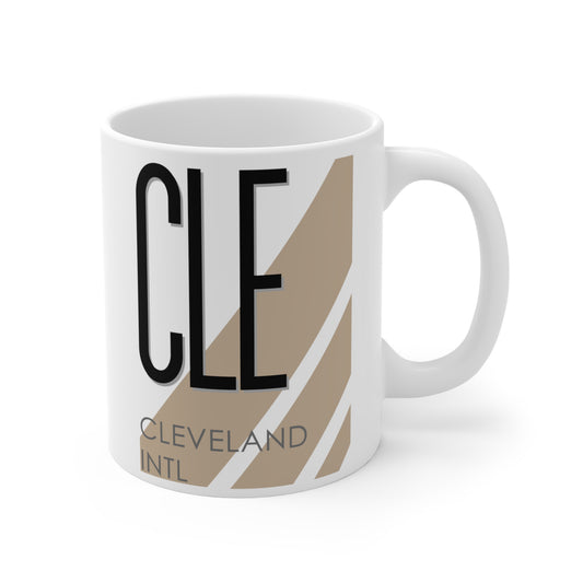 Cleveland-Hopkins Intl, CLE. 11oz Airport Mug (Cool Brown)