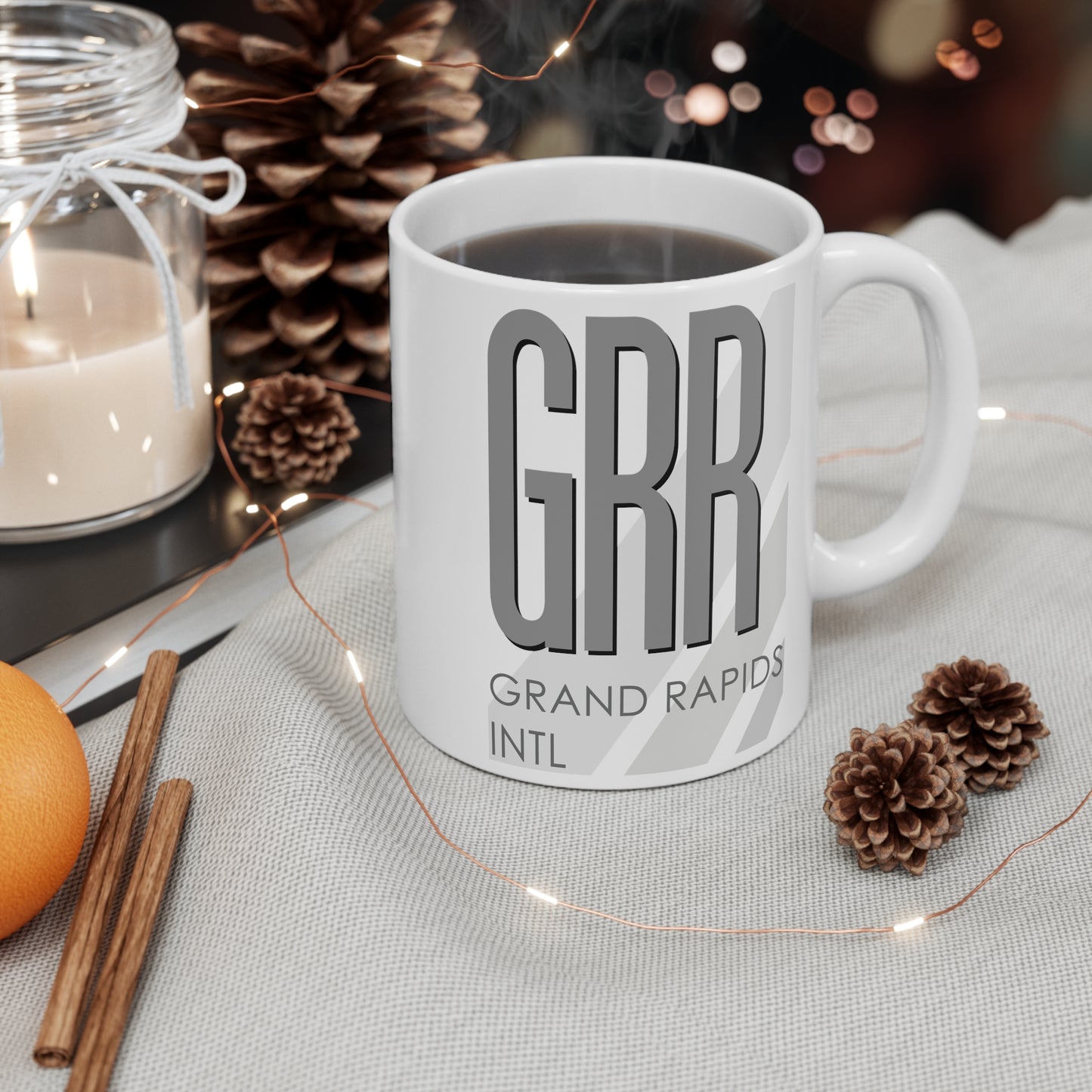 Grand Rapids Gerald R. Ford Intl, GRR. 11oz Airport Mug (Gray)