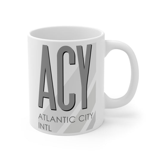 Atlantic City Intl, ACY. 11oz Airport Mug (Gray)