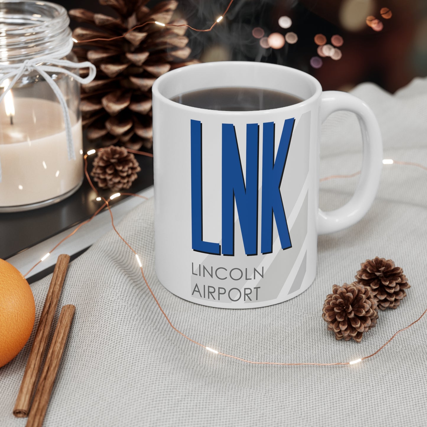 Lincoln Airport, LNK. 11oz Airport Mug (Blue)