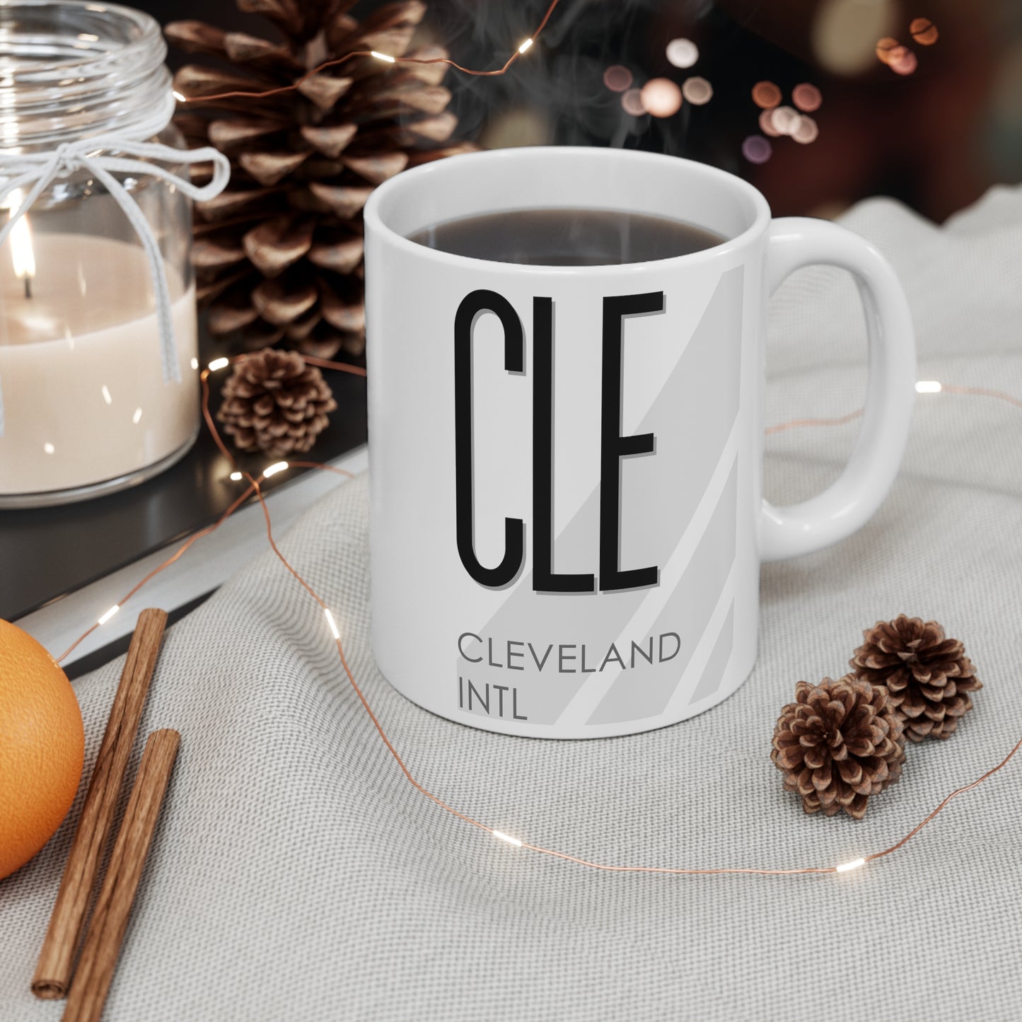 Cleveland-Hopkins Intl, CLE. 11oz Airport Mug (White)