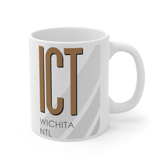 Wichita Dwight D. Eisenhower Ntl, ICT. 11oz Airport Mug (Brown)