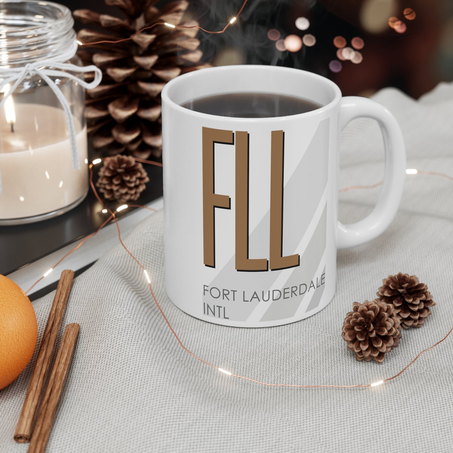 Fort Lauderdale Hollywood Intl, FLL. 11oz Airport Mug (Brown)