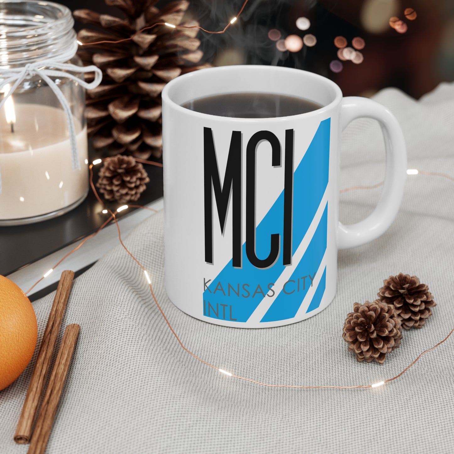 Kansas City Intl, MCI. 11oz Airport Mug (Blue)