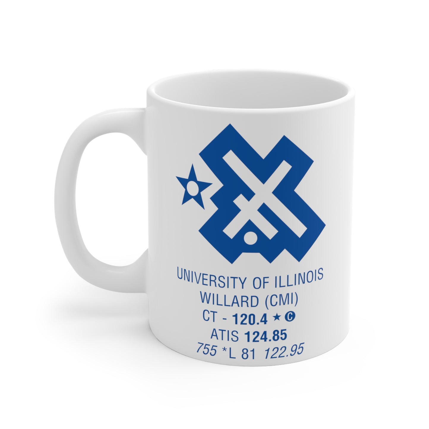 University of Illinois Willard Airport, CMI. 11oz Airport Mug (Blue)