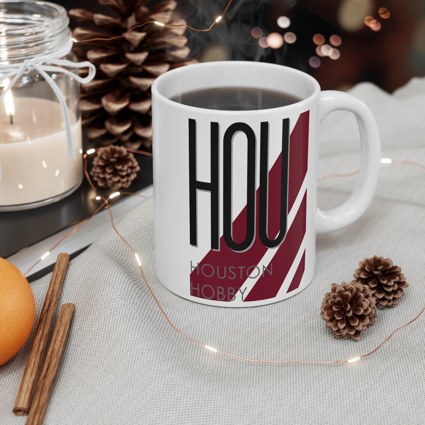 Houston Hobby, HOU. 11oz Airport Mug (Magenta)