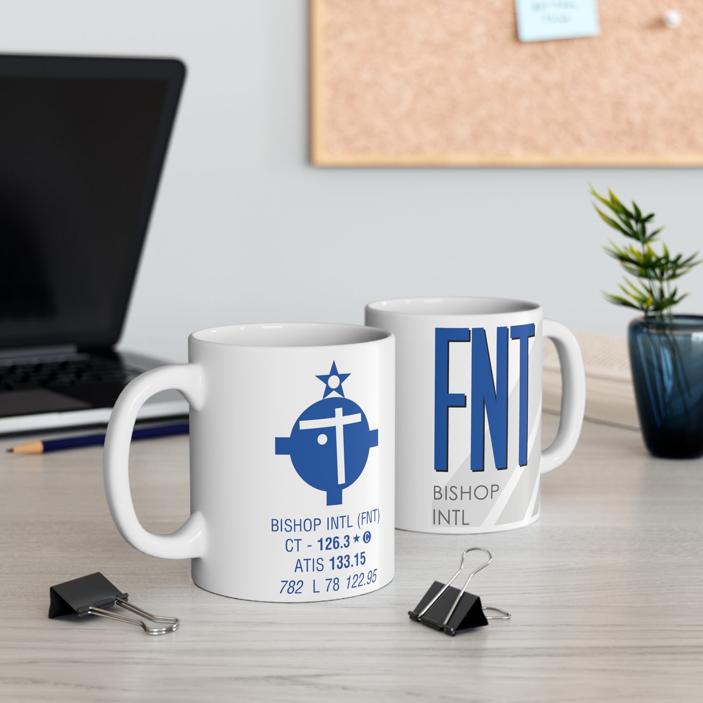 Bishop Intl, FNT. 11oz Airport Mug (Blue)