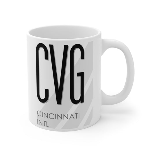 Cincinnati Northern Kentucky Intl, CVG. 11oz Airport Mug (White)