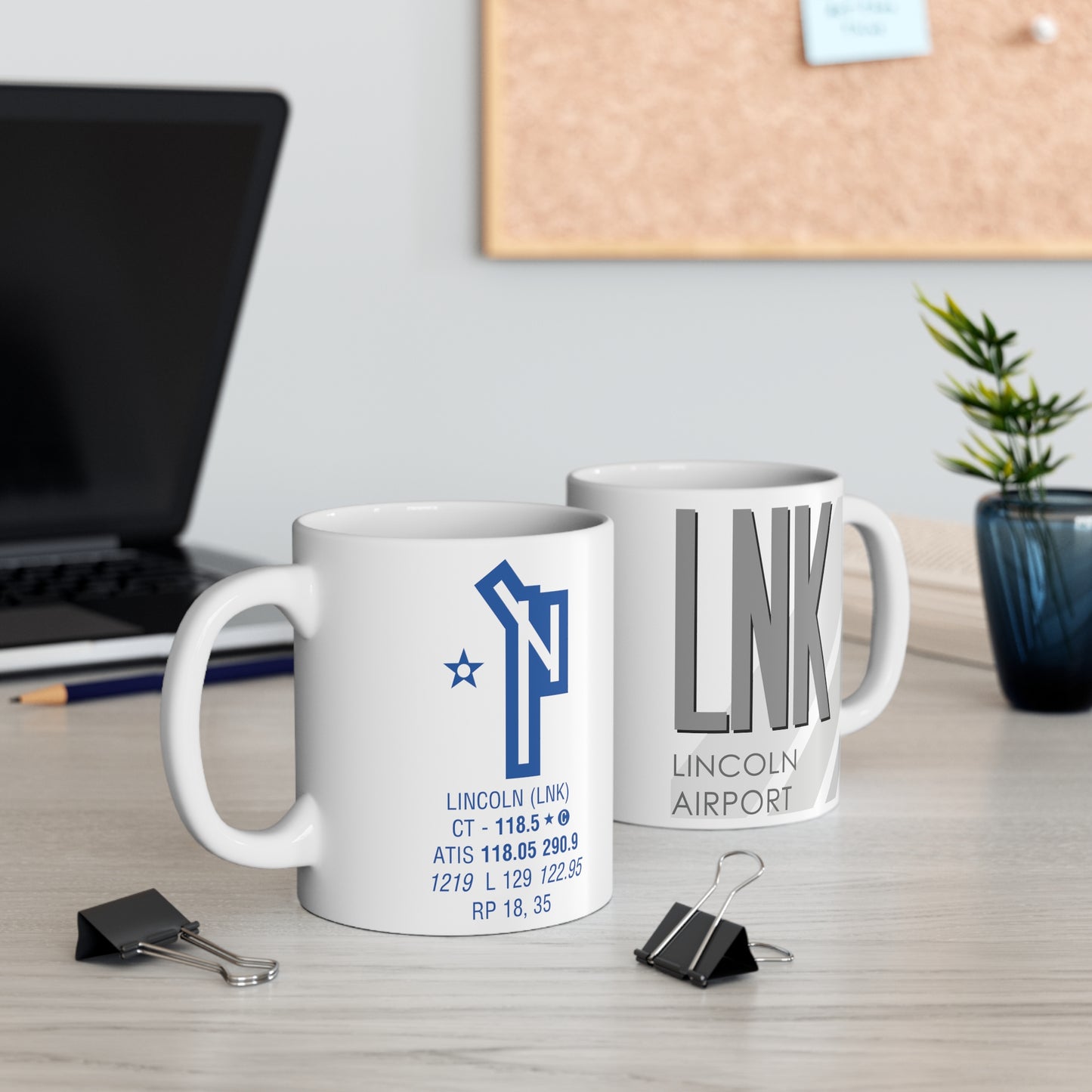 Lincoln Airport, LNK. 11oz Airport Mug (Gray)