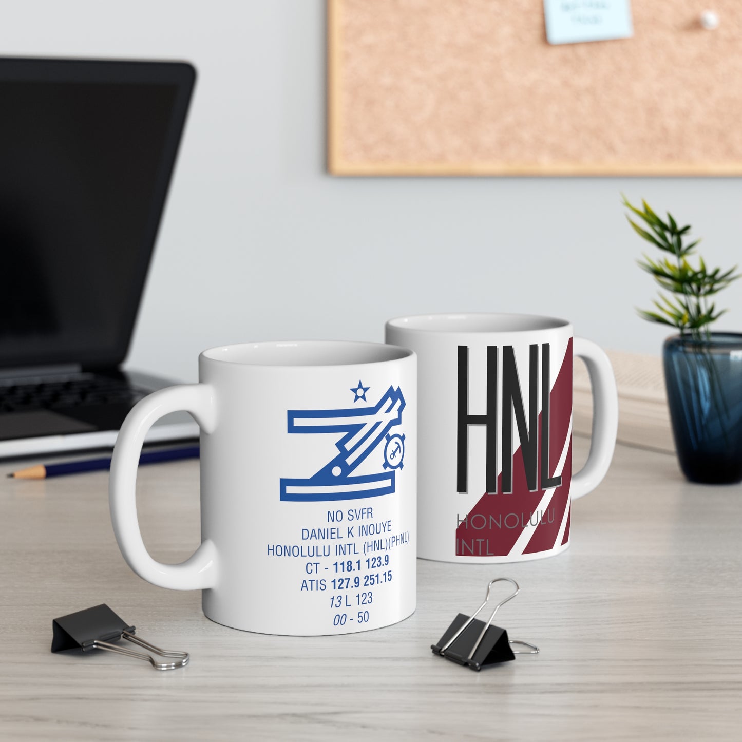 Honolulu Daniel K. Inouye Intl, HNL. 11oz Airport Mug (Magenta)