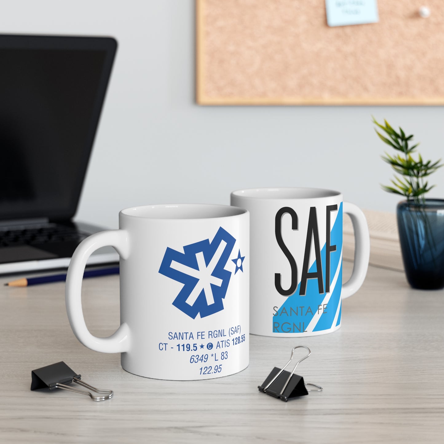 Santa Fe Rgnl, SAF. 11oz Airport Mug (Blue Stripes)