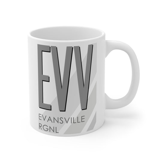 Evansville Rgnl, EVV. 11oz Airport Mug (Gray)