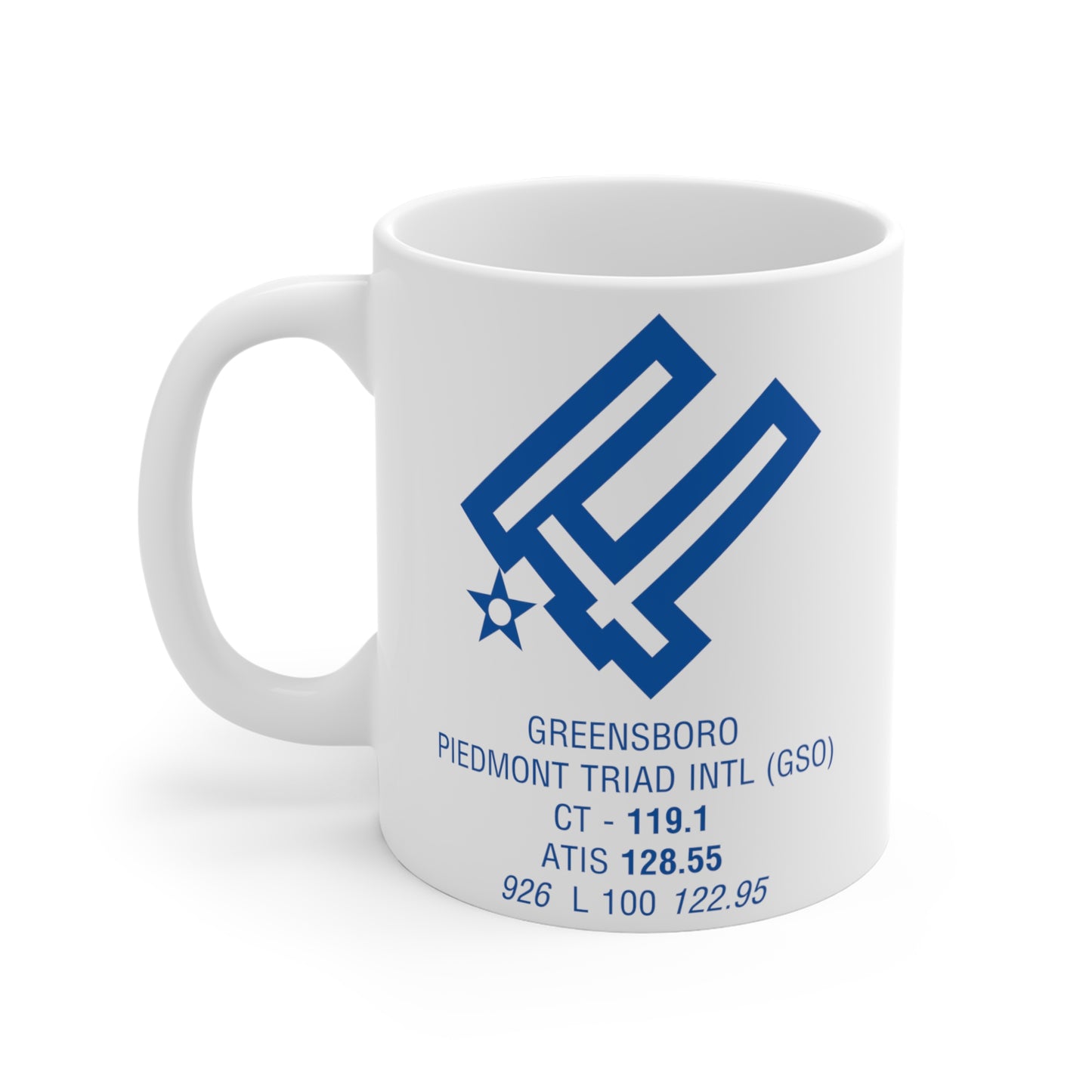 Greensboro Piedmont Triad Intl, GSO. 11oz Airport Mug (Gray)