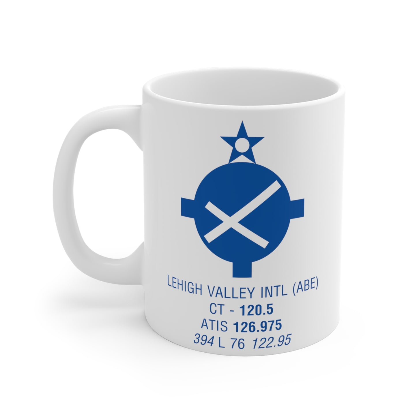 Lehigh Valley Intl, ABE. 11oz Airport Mug (Blue)