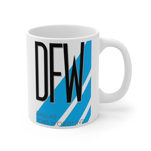 Dallas Fort Worth Intl, DFW. 11oz Airport Mug (Blue)