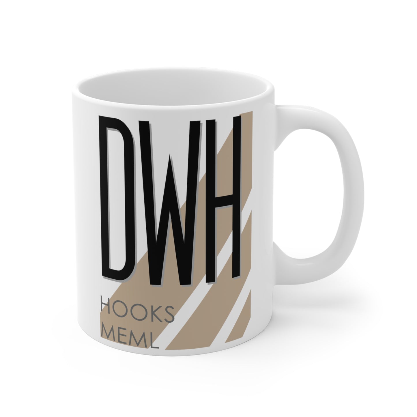 David Wayne Hooks Meml, DWH. 11oz Airport Mug (Cool Brown Stripes)