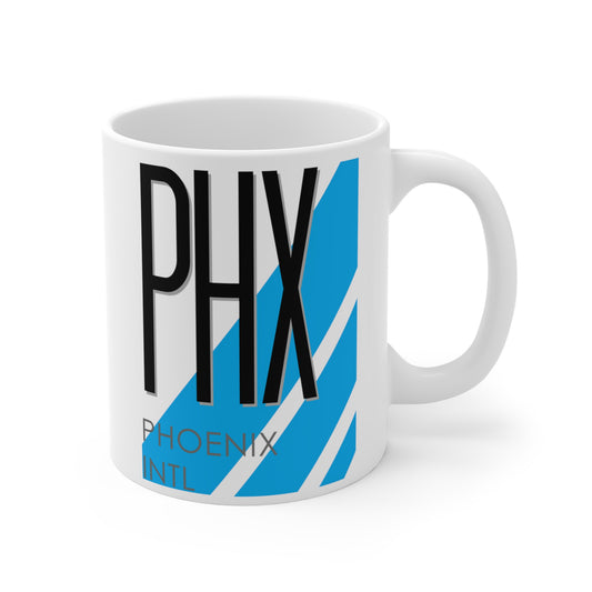 Phoenix Sky Harbor Intl, PHX. 11oz Airport Mug (Blue)