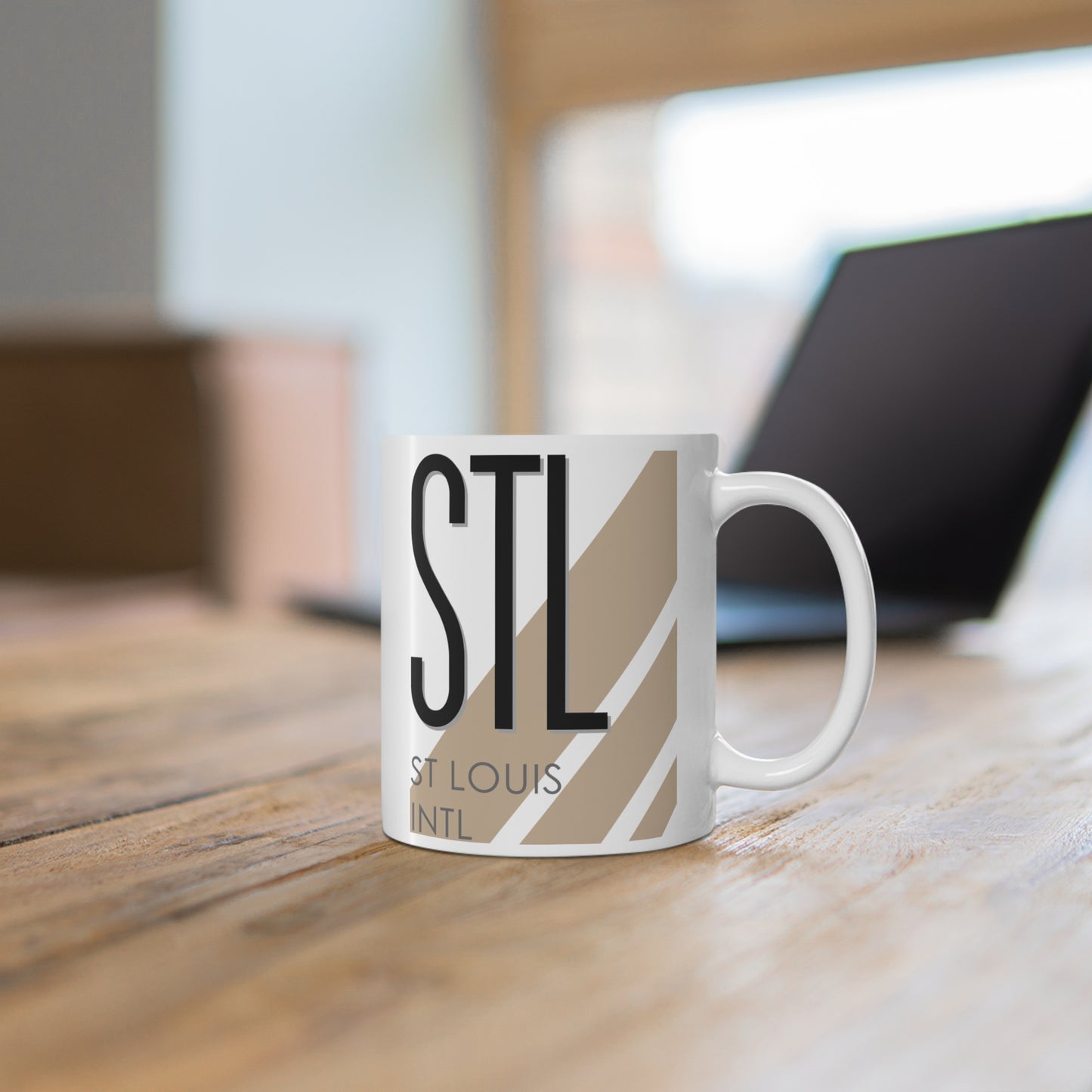 St Louis Lambert Intl, STL. 11oz Airport Mug (Cool Brown)