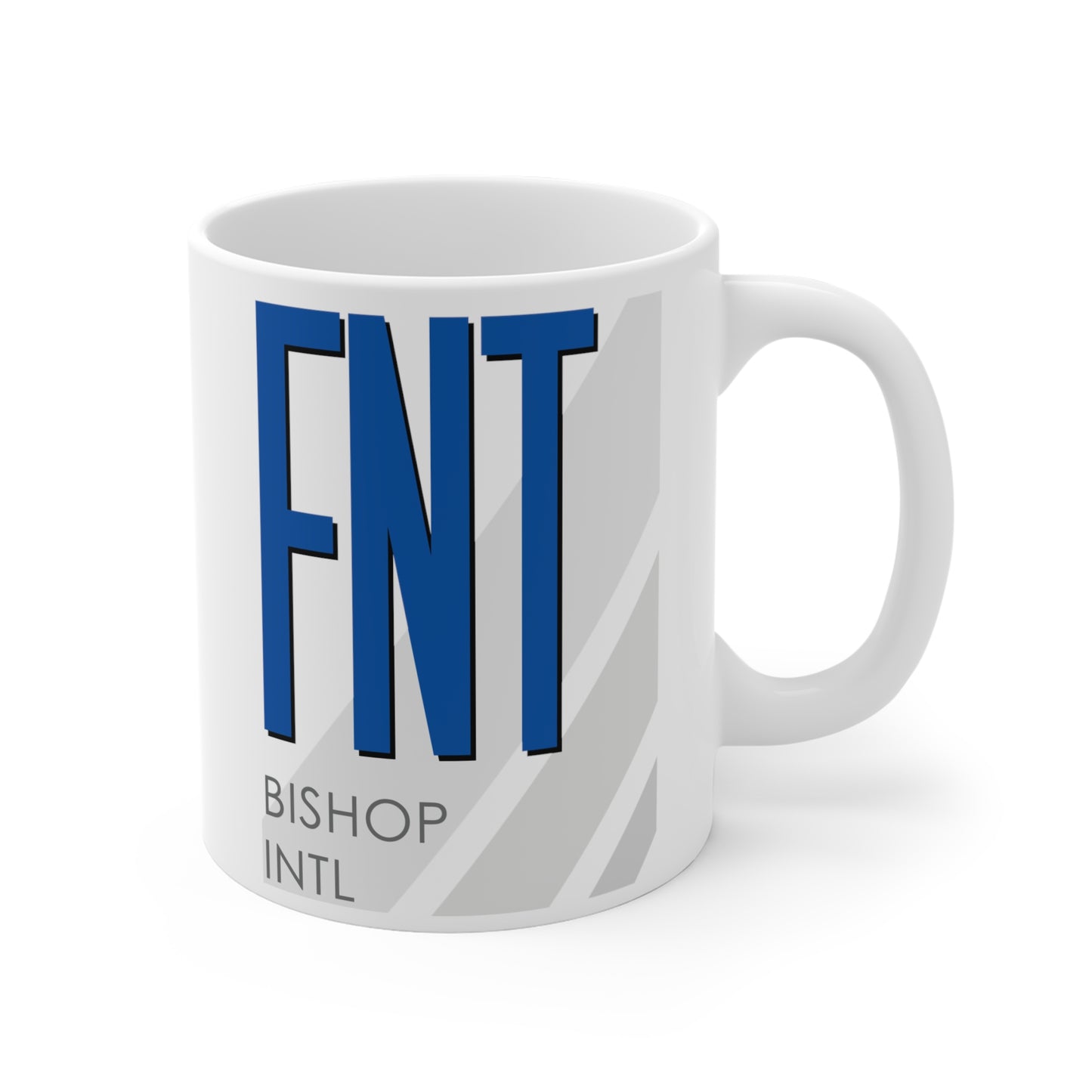 Bishop Intl, FNT. 11oz Airport Mug (Blue)