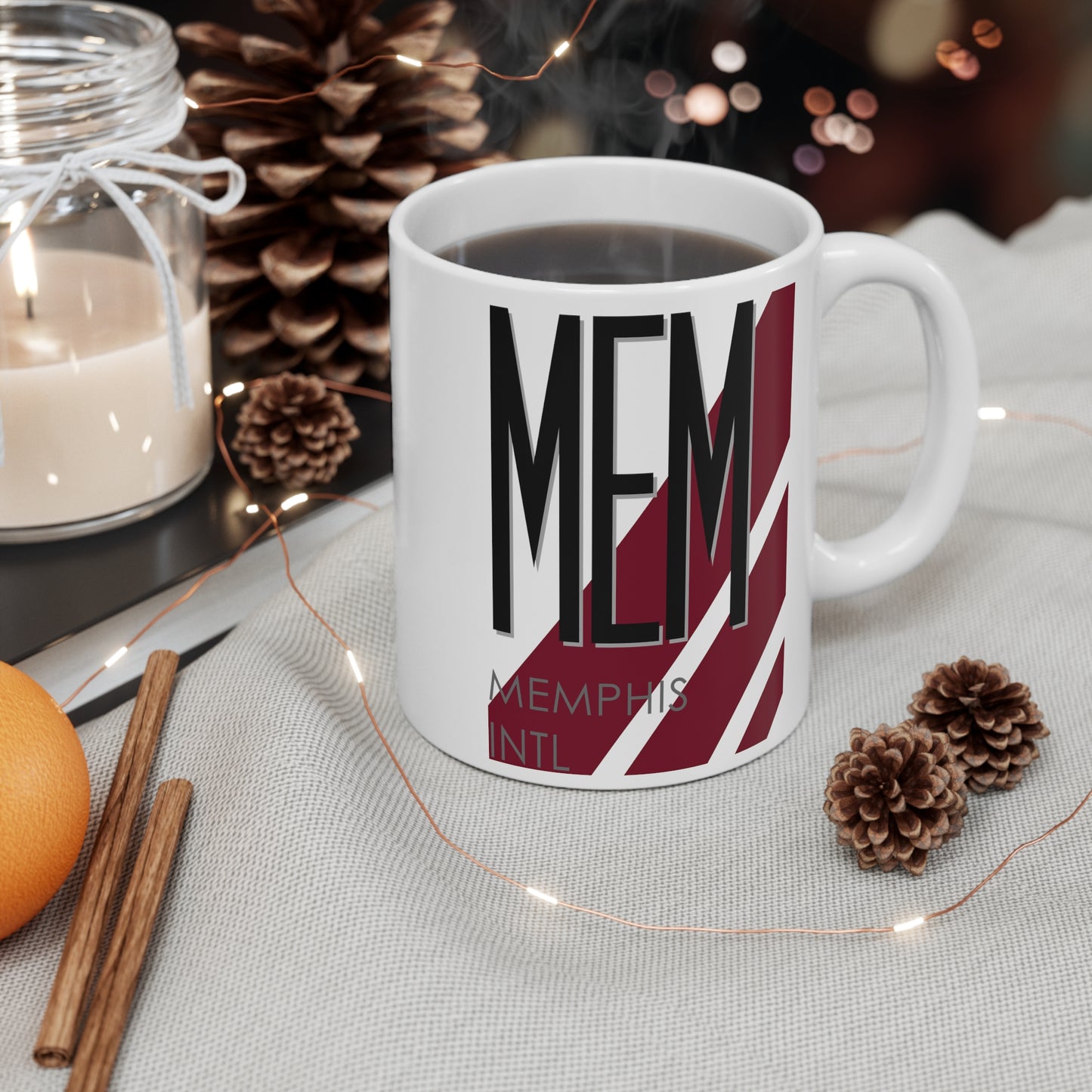 Memphis Intl, MEM. 11oz Airport Mug (Magenta)