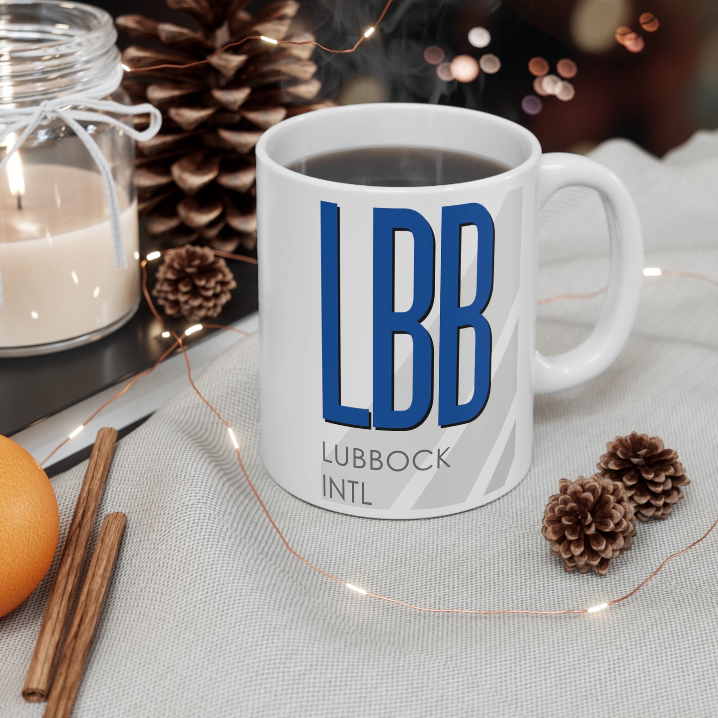 Lubbock Preston Smith Intl, LBB. 11oz Airport Mug (Blue)