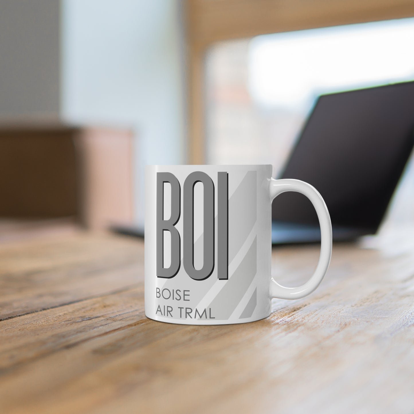 Boise Air Trml Gowen Fld, BOI. 11oz Airport Mug (Gray)