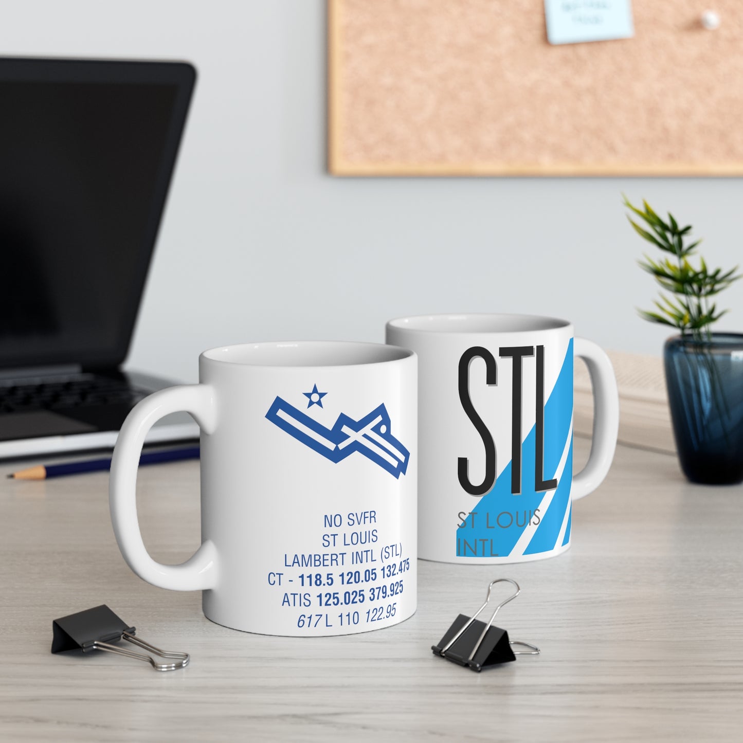 St Louis Lambert Intl, STL. 11oz Airport Mug (Blue)