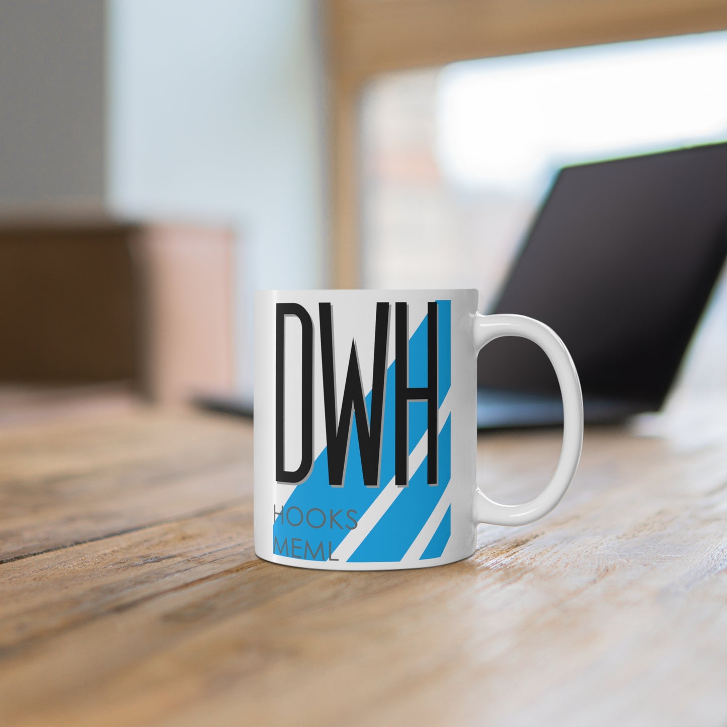 David Wayne Hooks Meml, DWH. 11oz Airport Mug (Blue Stripes)