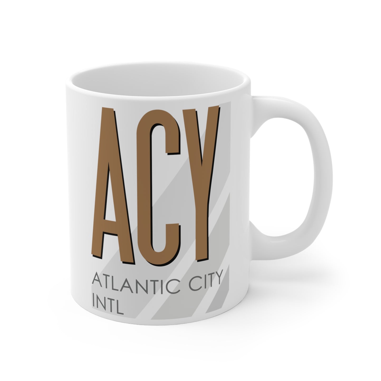 Atlantic City Intl, ACY. 11oz Airport Mug (Brown)