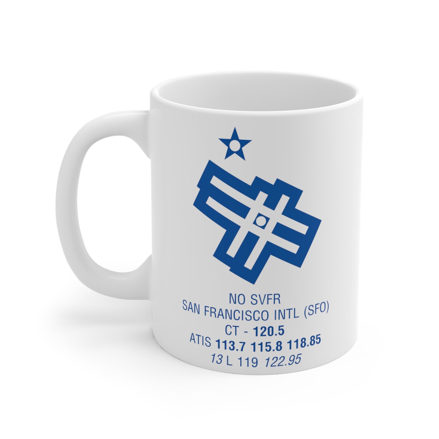 San Francisco Intl, SFO. 11oz Airport Mug (Blue)