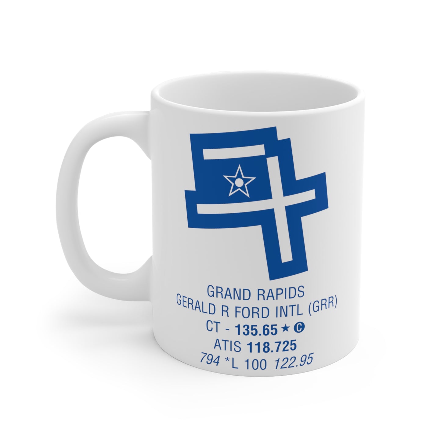 Grand Rapids Gerald R. Ford Intl, GRR. 11oz Airport Mug (Gray)