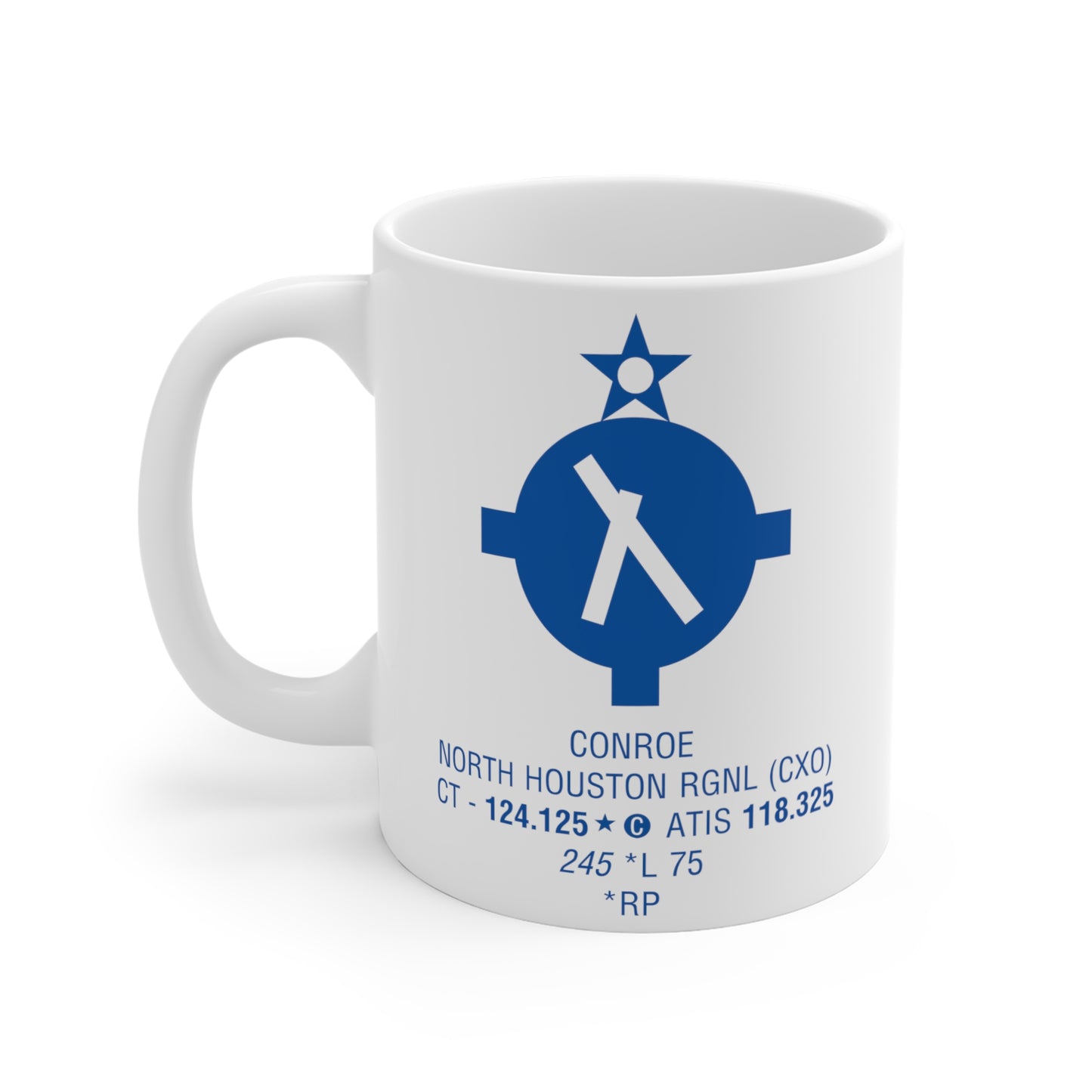 Conroe North Houston Rgnl, CXO. 11oz Airport Mug (Blue CXO)