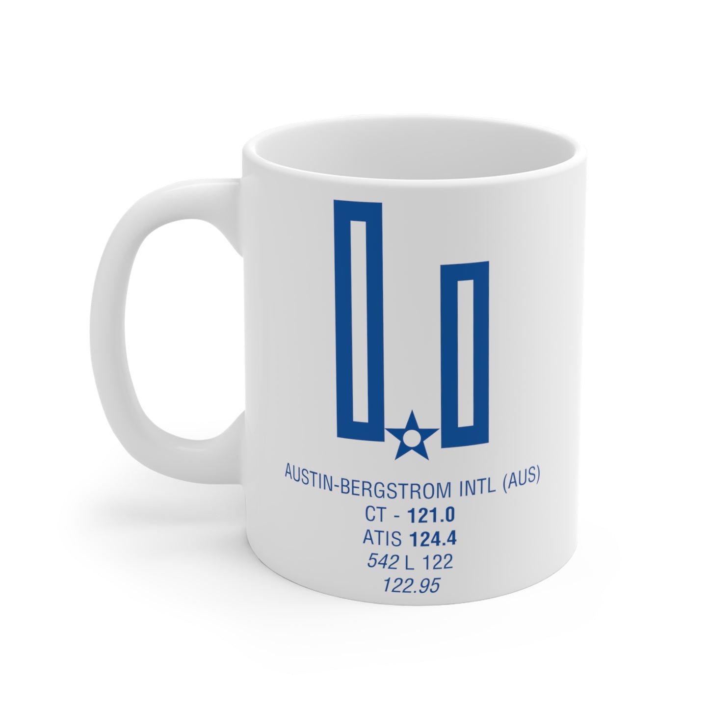 Austin-Bergstrom Intl, AUS. 11oz Airport Mug (Blue)